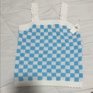 Old Navy Blue and White Checkered Blouse